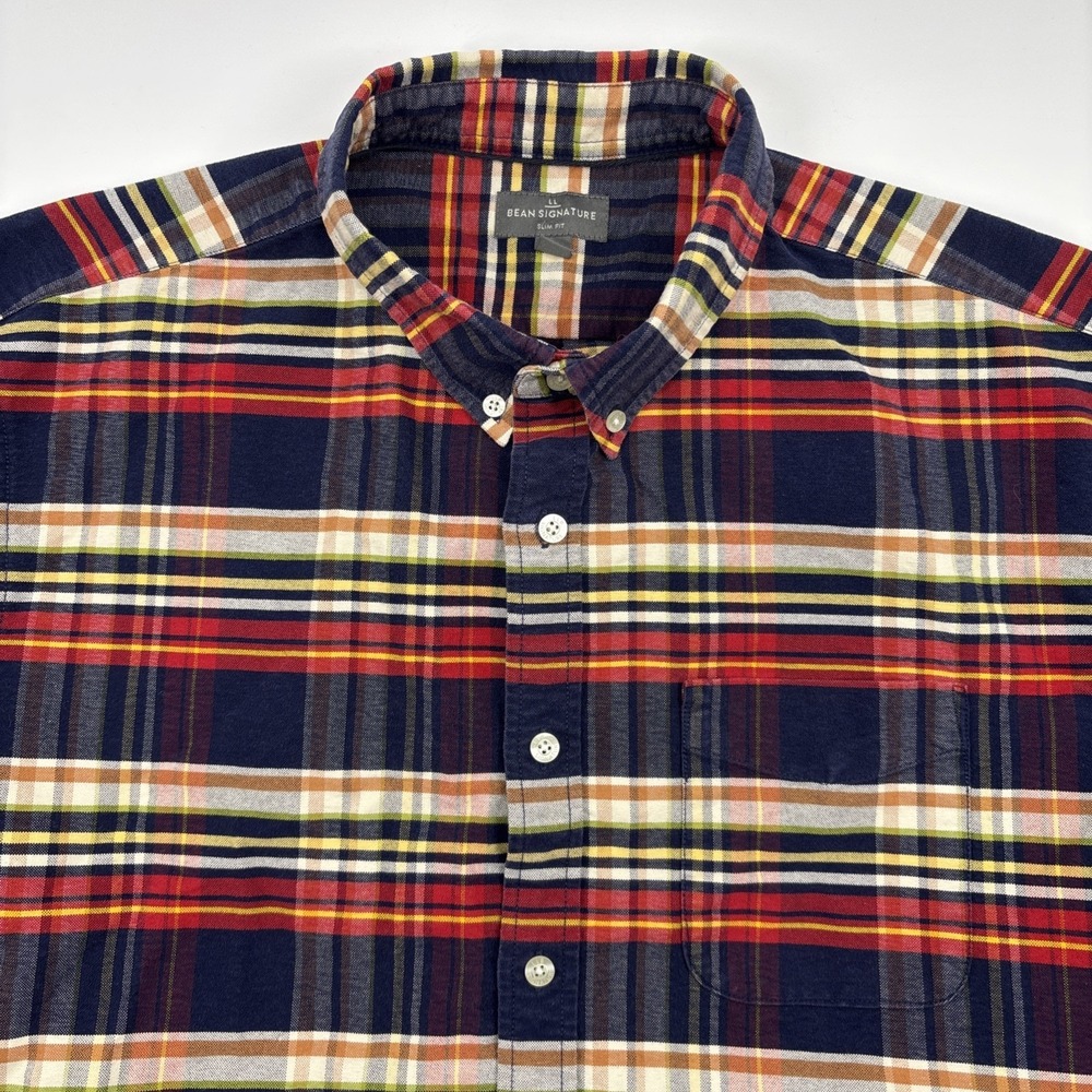 LL Bean Signature Plaid Field Shirt Size XL Impressive Cotton Twill